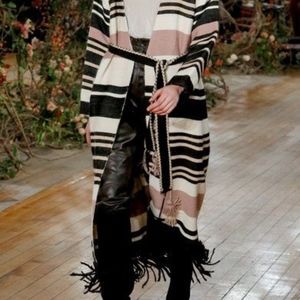 Ulla Johnson Areli Stripe Wool Fringe Sweater Coat